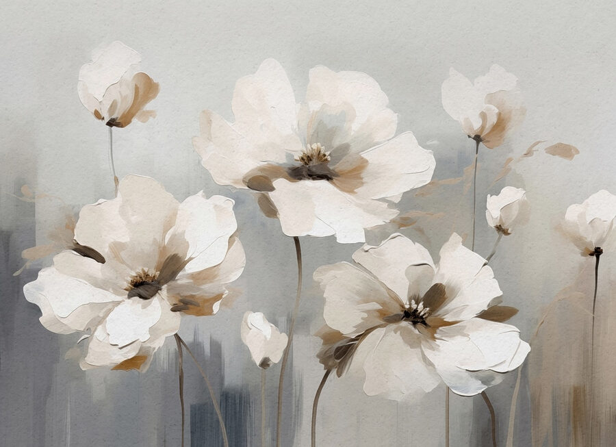 Peinture de fleurs blanches