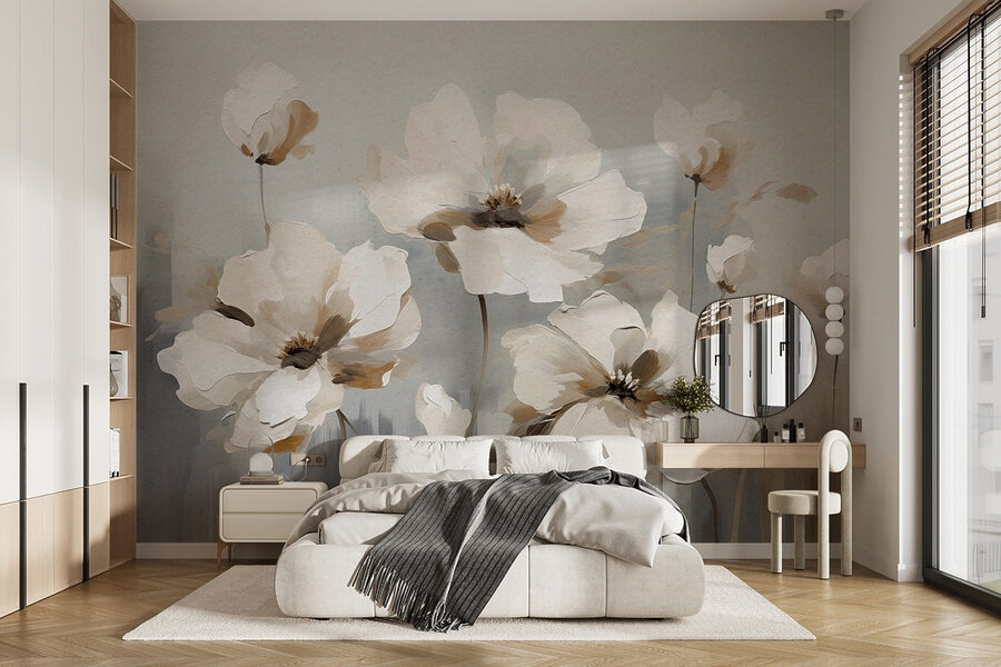 Peinture de fleurs blanches