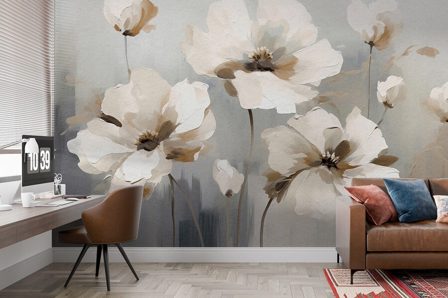 Peinture de fleurs blanches