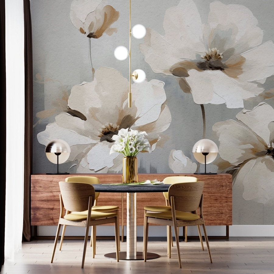 Peinture de fleurs blanches