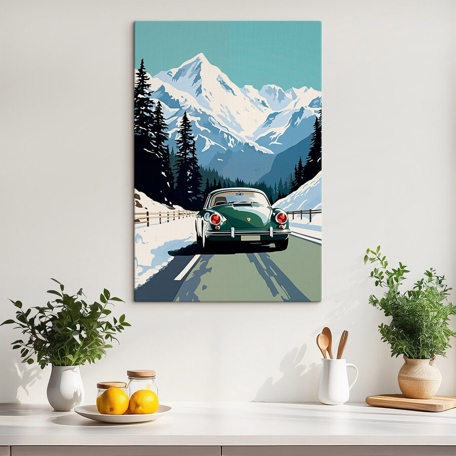 Voiture roulant sur une route enneigée