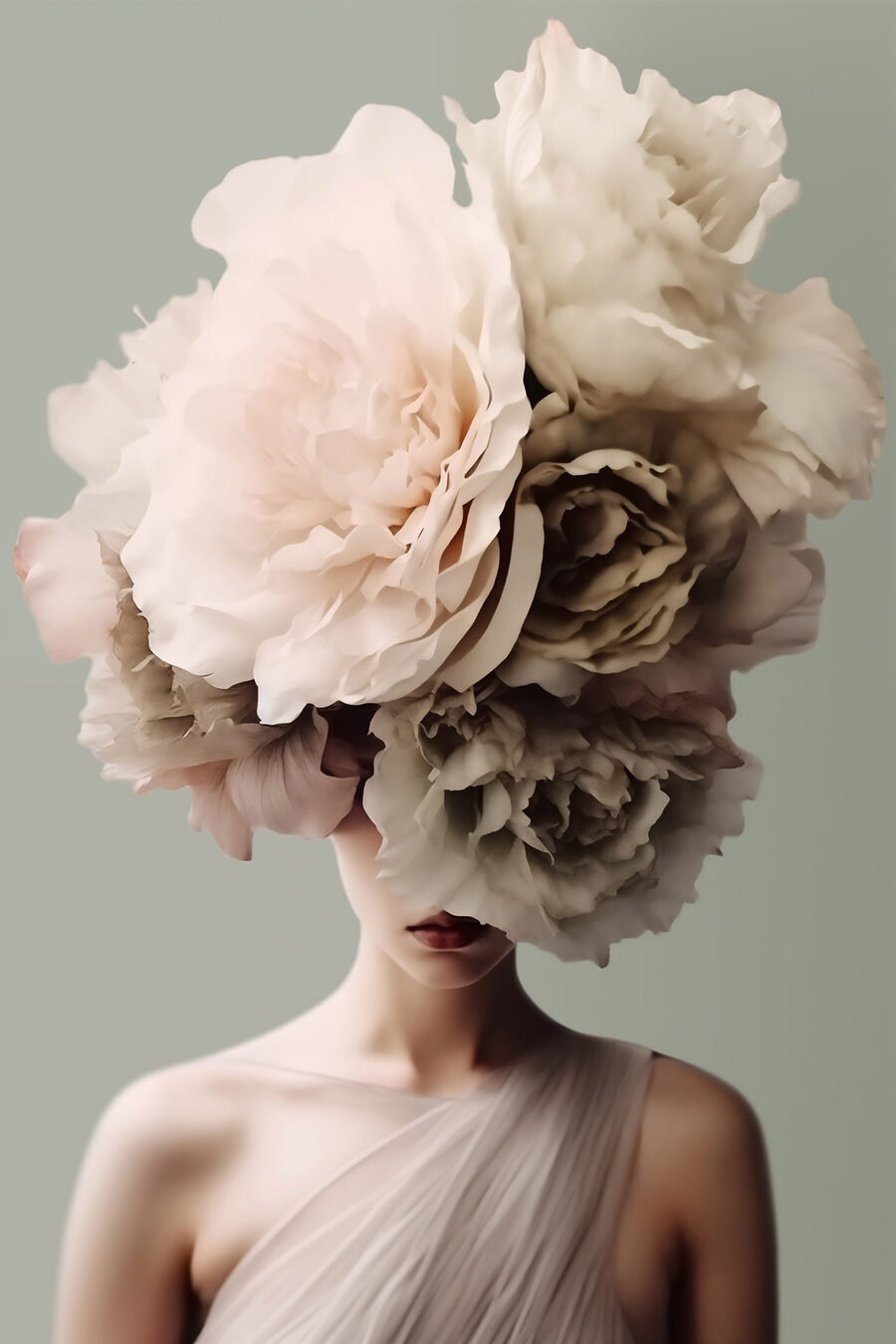Femme avec des fleurs sur la tête