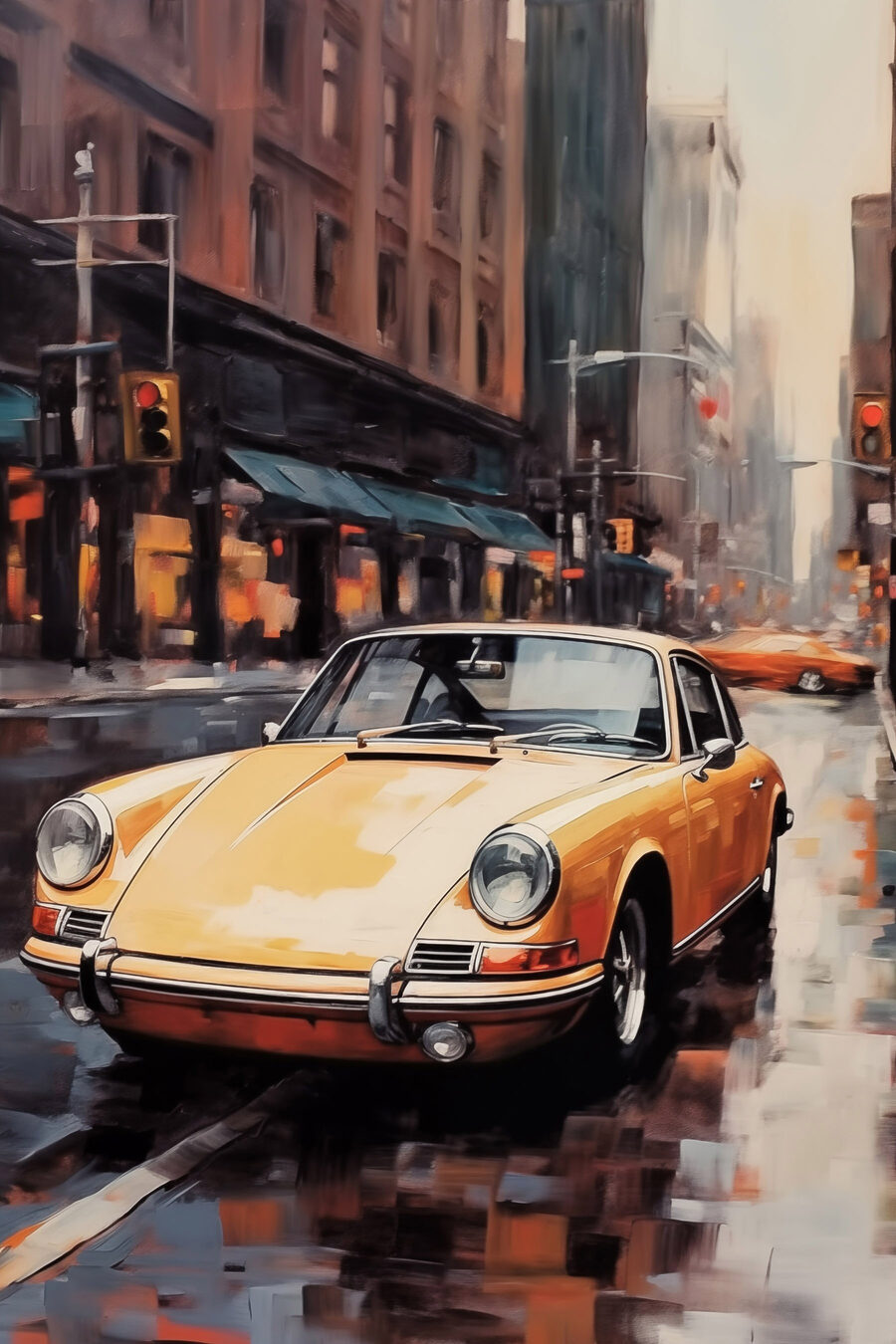 Voiture jaune dans une rue Voiture jaune dans une rue