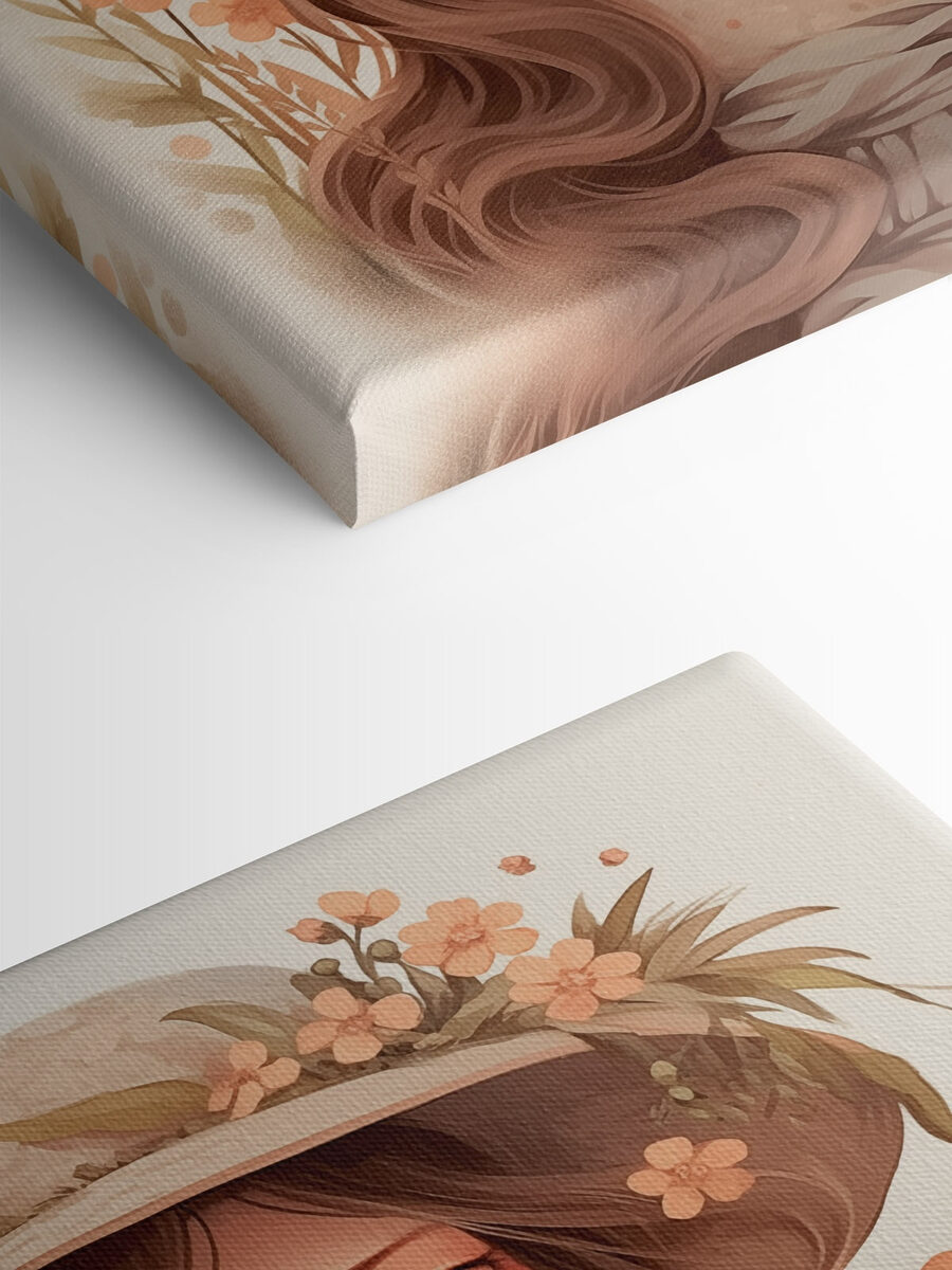 Fille de dessin animé aux cheveux longs portant un chapeau et des fleurs Fille de dessin animé aux cheveux longs portant un chapeau et des fleurs