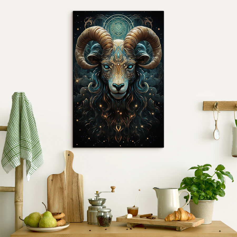 Peinture d'un bélier avec un motif