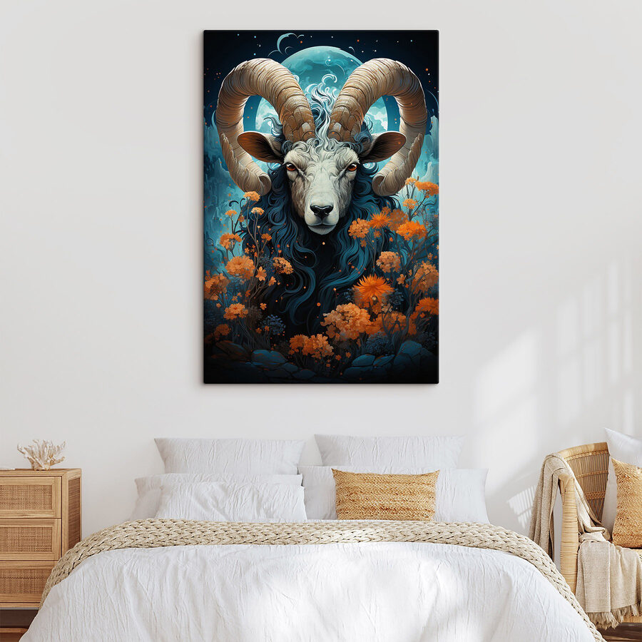 Peinture d'un bélier à cornes