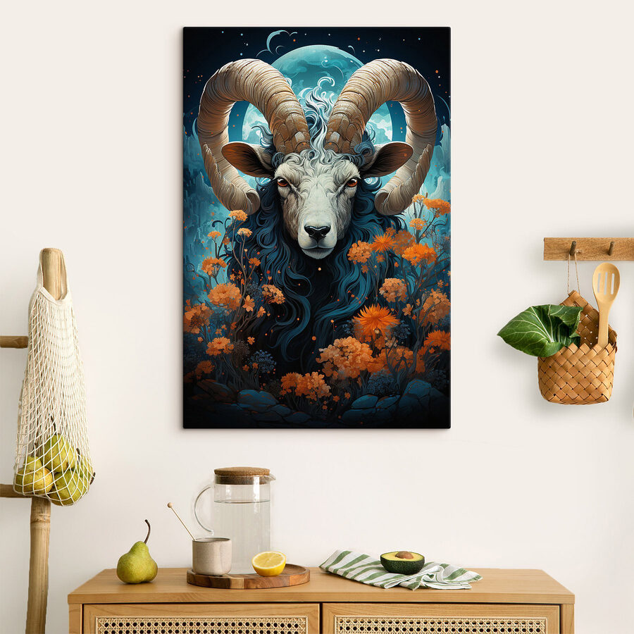 Peinture d'un bélier à cornes