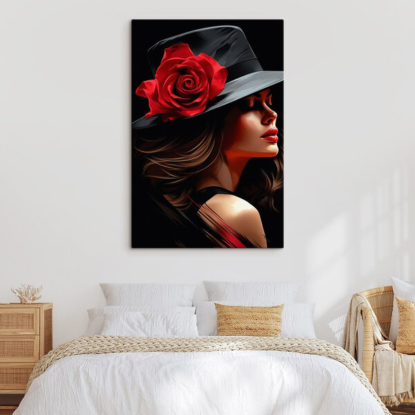 Femme avec une rose dans son chapeau Femme avec une rose dans son chapeau