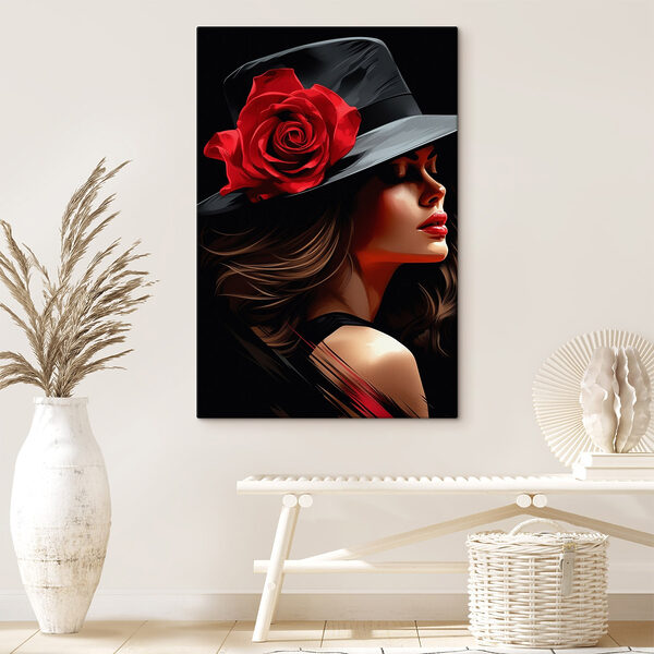 Femme avec une rose dans son chapeau Femme avec une rose dans son chapeau