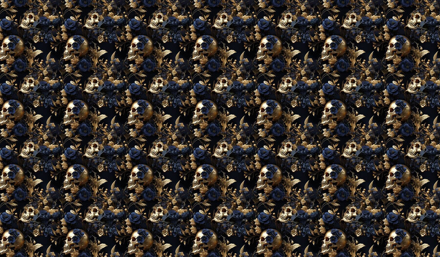 Motif de crânes et de fleurs