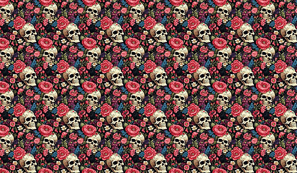 Motif de crânes et de fleurs Motif de crânes et de fleurs