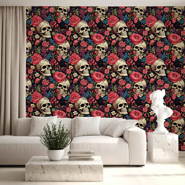 Motif de crânes et de fleurs Motif de crânes et de fleurs