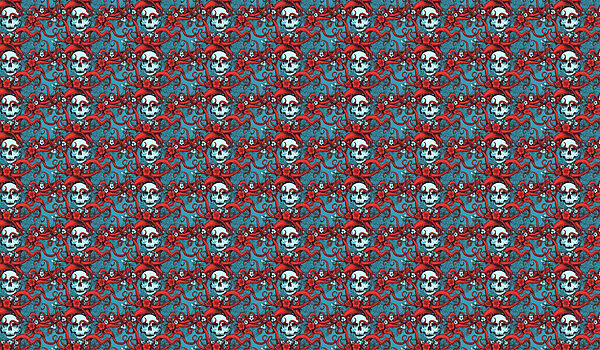 Motif de crânes dans des chapeaux rouges Motif de crânes dans des chapeaux rouges