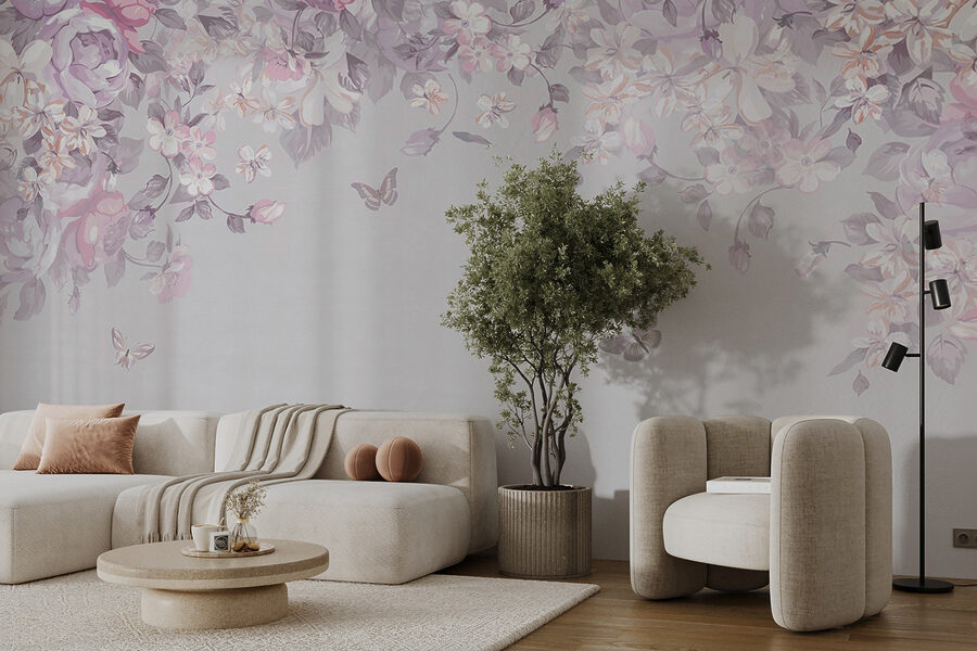 Motif floral avec papillons