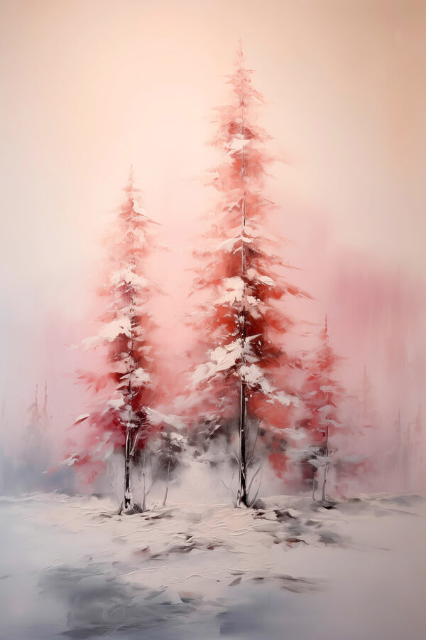 Peinture d'arbres couverts de neige Peinture d'arbres couverts de neige