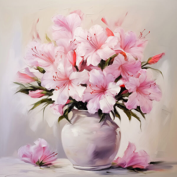 Peinture de fleurs roses dans un vase Peinture de fleurs roses dans un vase