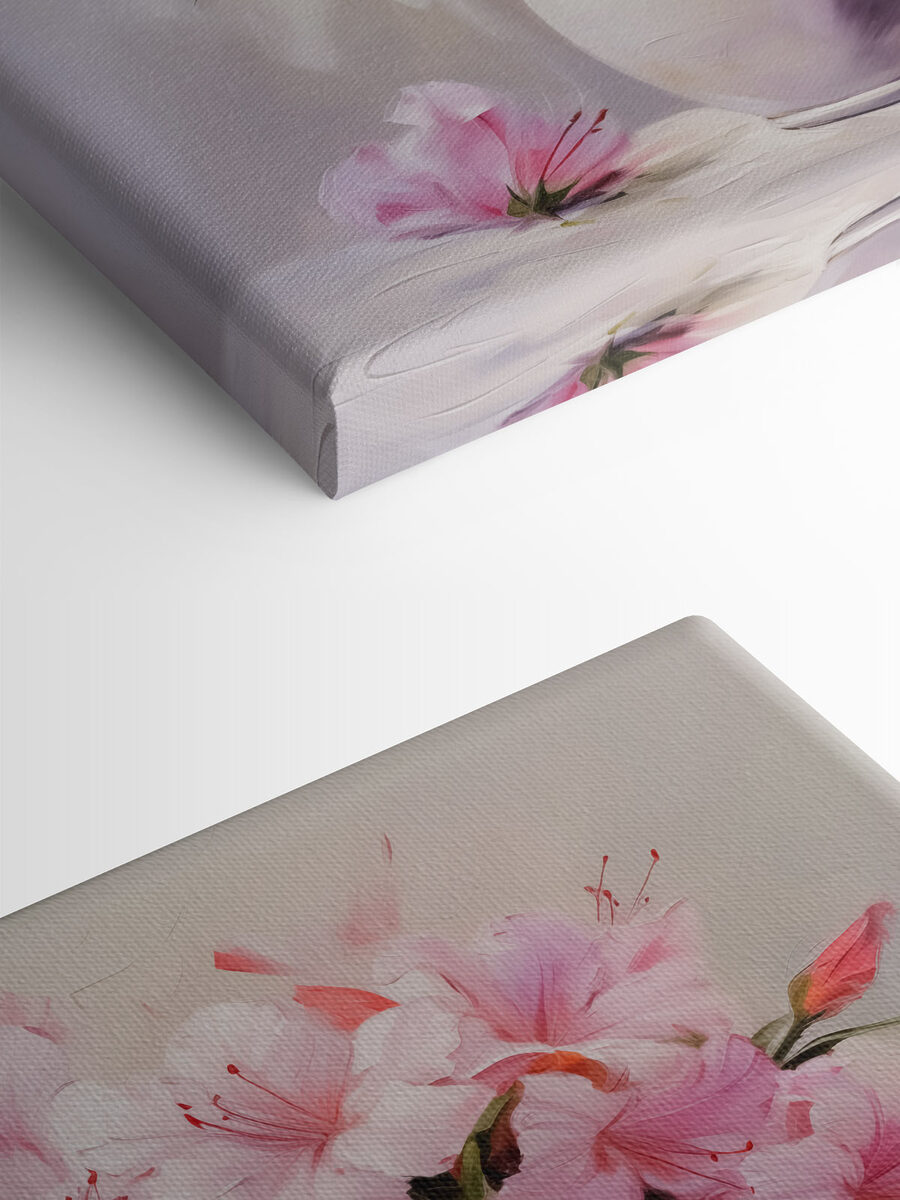 Peinture de fleurs roses dans un vase