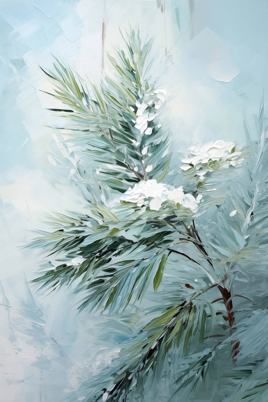 Peinture d'une plante à fleurs blanches