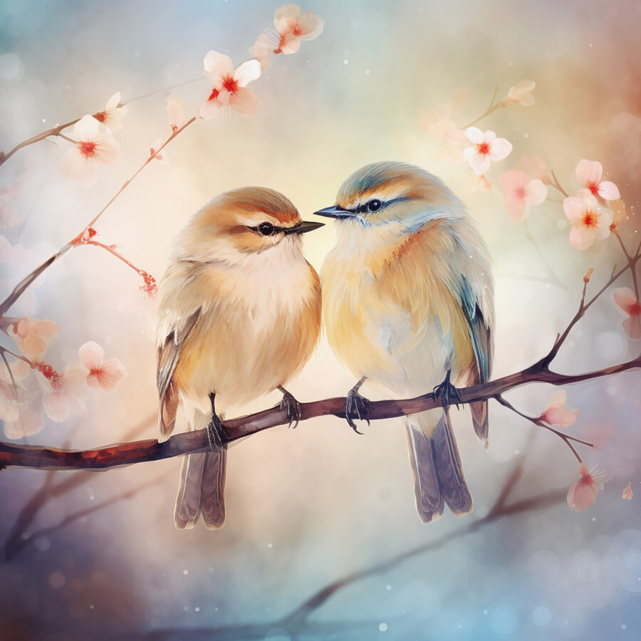 Deux oiseaux sur une branche