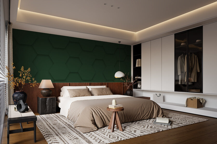 Hexagones verts sur une surface