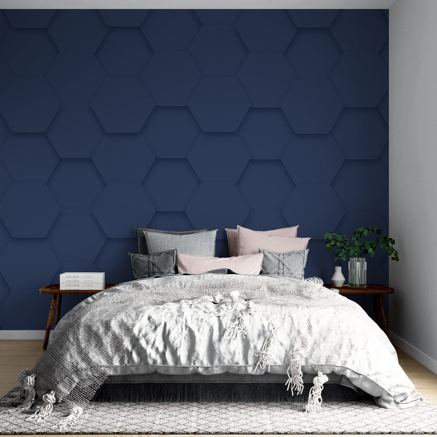 Hexagones bleus sur une surface