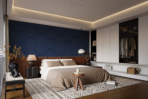 Hexagones bleus sur une surface Hexagones bleus sur une surface