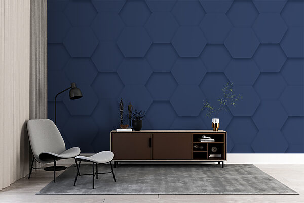 Hexagones bleus sur une surface Hexagones bleus sur une surface