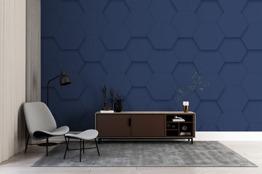 Hexagones bleus sur une surface
