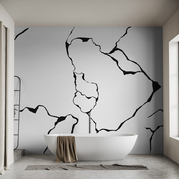 Dessin en noir et blanc d'une surface fissurée Dessin en noir et blanc d'une surface fissurée