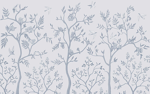 Papier peint avec des oiseaux et des arbres Papier peint avec des oiseaux et des arbres