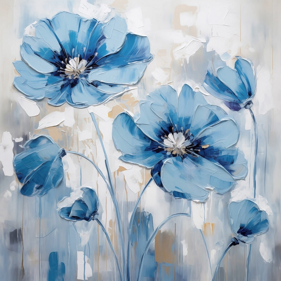 Peinture de fleurs bleues