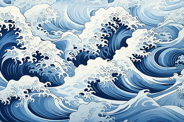 Motif de vagues bleu et blanc Motif de vagues bleu et blanc