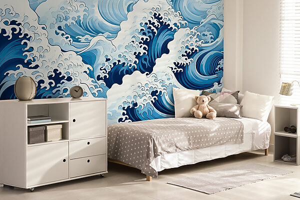 Motif de vagues bleu et blanc Motif de vagues bleu et blanc