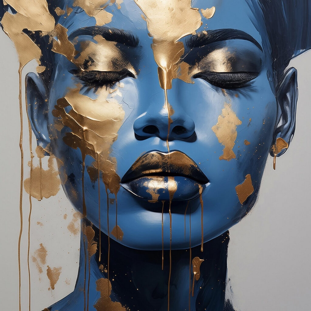 Striking fusion of blue and metallic