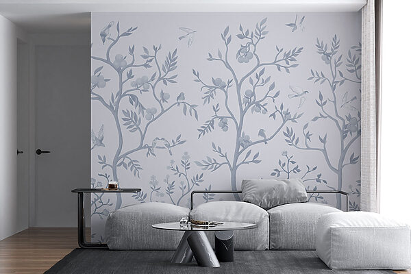 Papier peint avec des oiseaux et des arbres Papier peint avec des oiseaux et des arbres