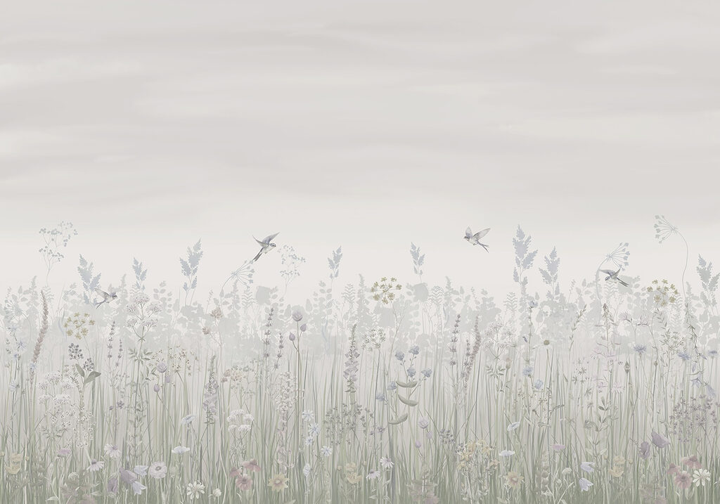 Field of flowers and birds Field of flowers and birds