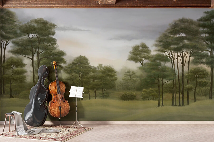 Paysage avec arbres et herbe