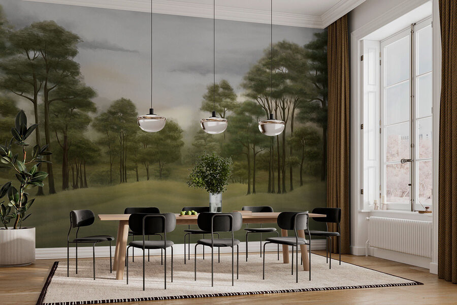 Paysage avec arbres et herbe