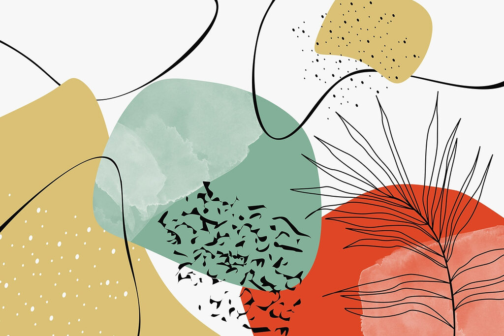 Art coloré avec des formes noires, rouges et jaunes Art coloré avec des formes noires, rouges et jaunes