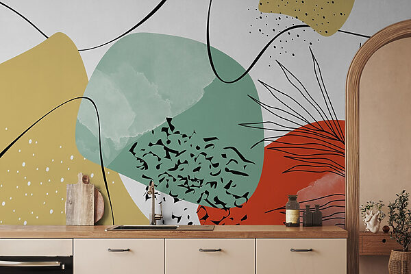 Art coloré avec des formes noires, rouges et jaunes Art coloré avec des formes noires, rouges et jaunes