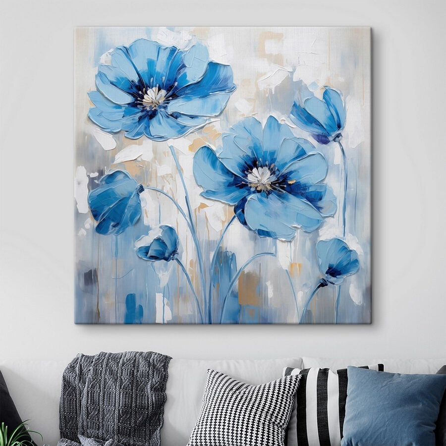 Peinture de fleurs bleues