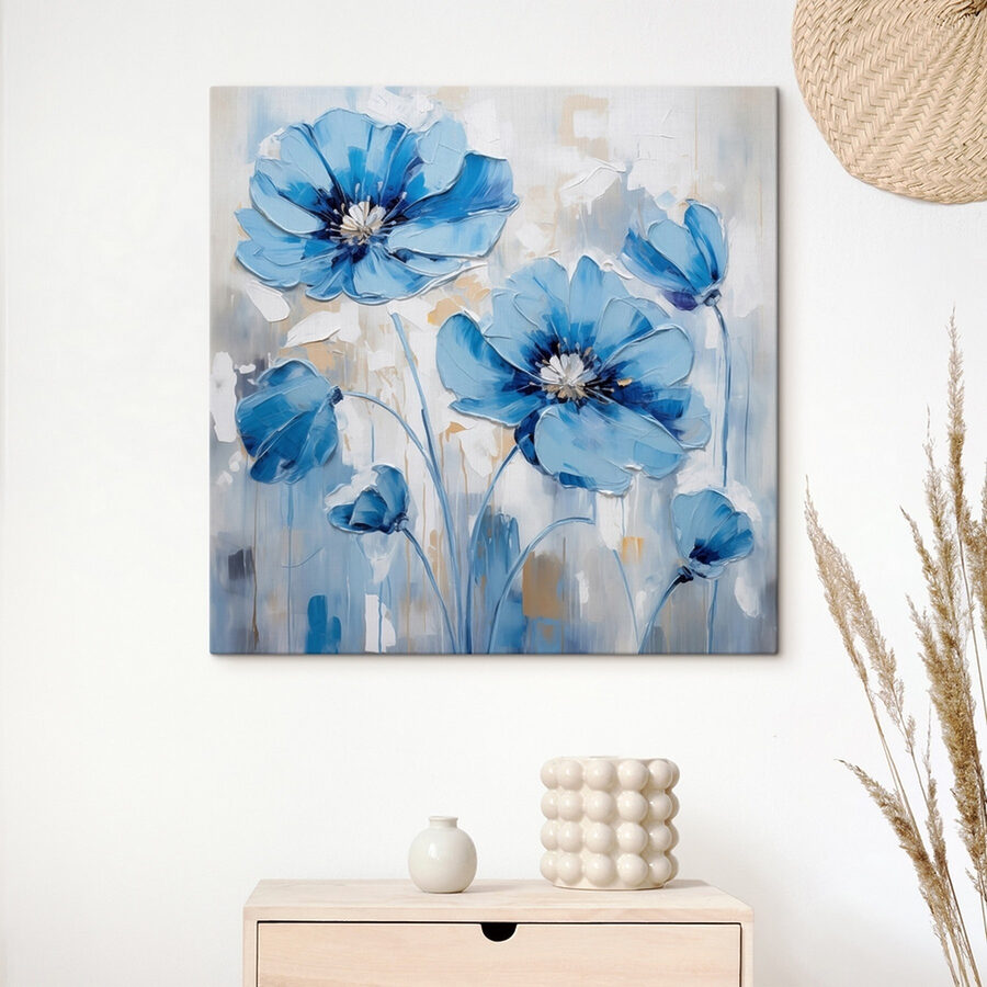 Peinture de fleurs bleues