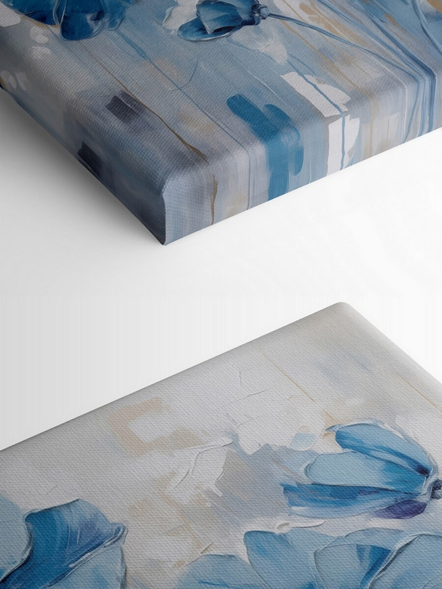 Peinture de fleurs bleues