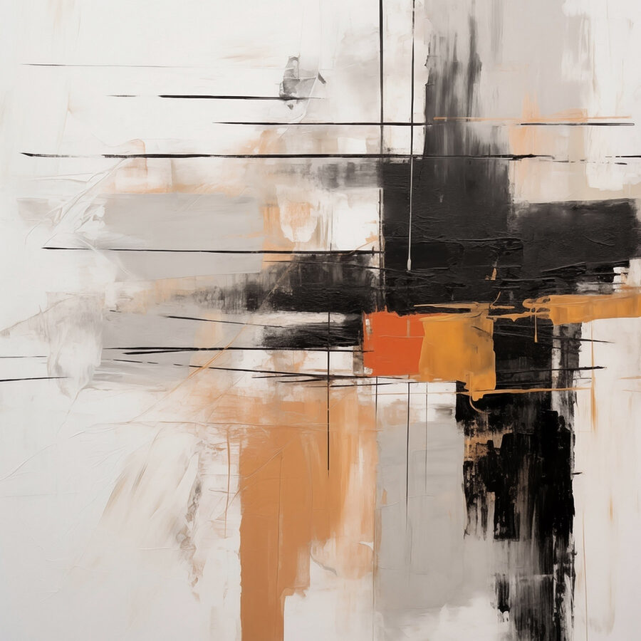 Painting of black and orange paint Painting of black and orange paint