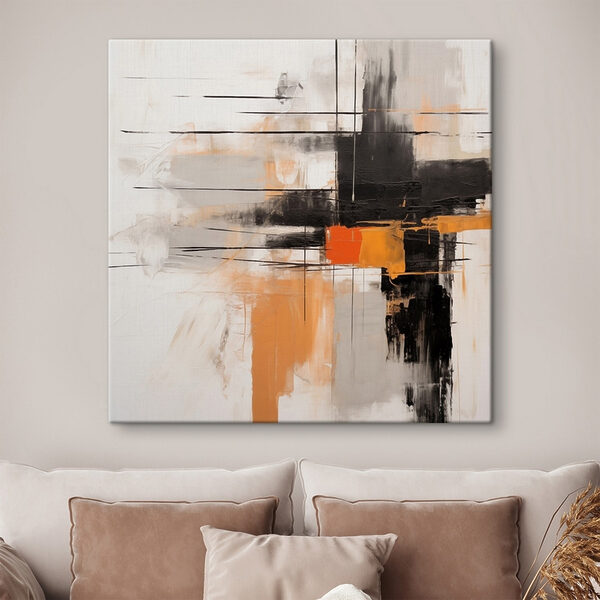 Painting of black and orange paint Painting of black and orange paint
