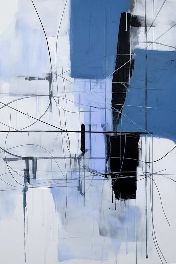 Peinture d'un carré bleu et noir Peinture d'un carré bleu et noir