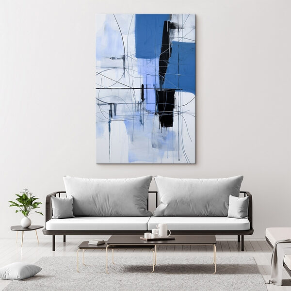Peinture d'un carré bleu et noir Peinture d'un carré bleu et noir