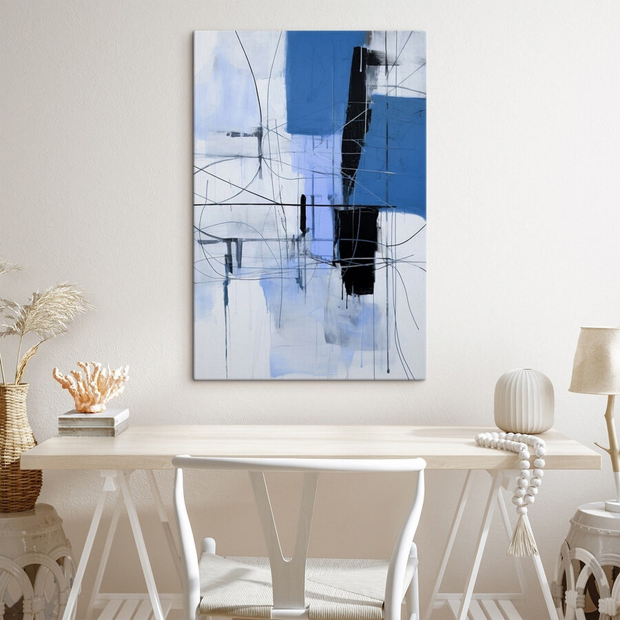 Peinture d'un carré bleu et noir
