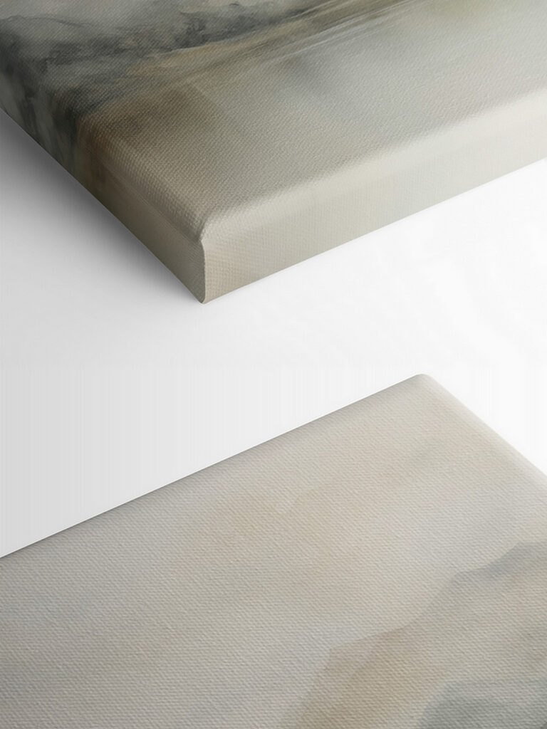 Watercolor of a lake with mountains in the distance