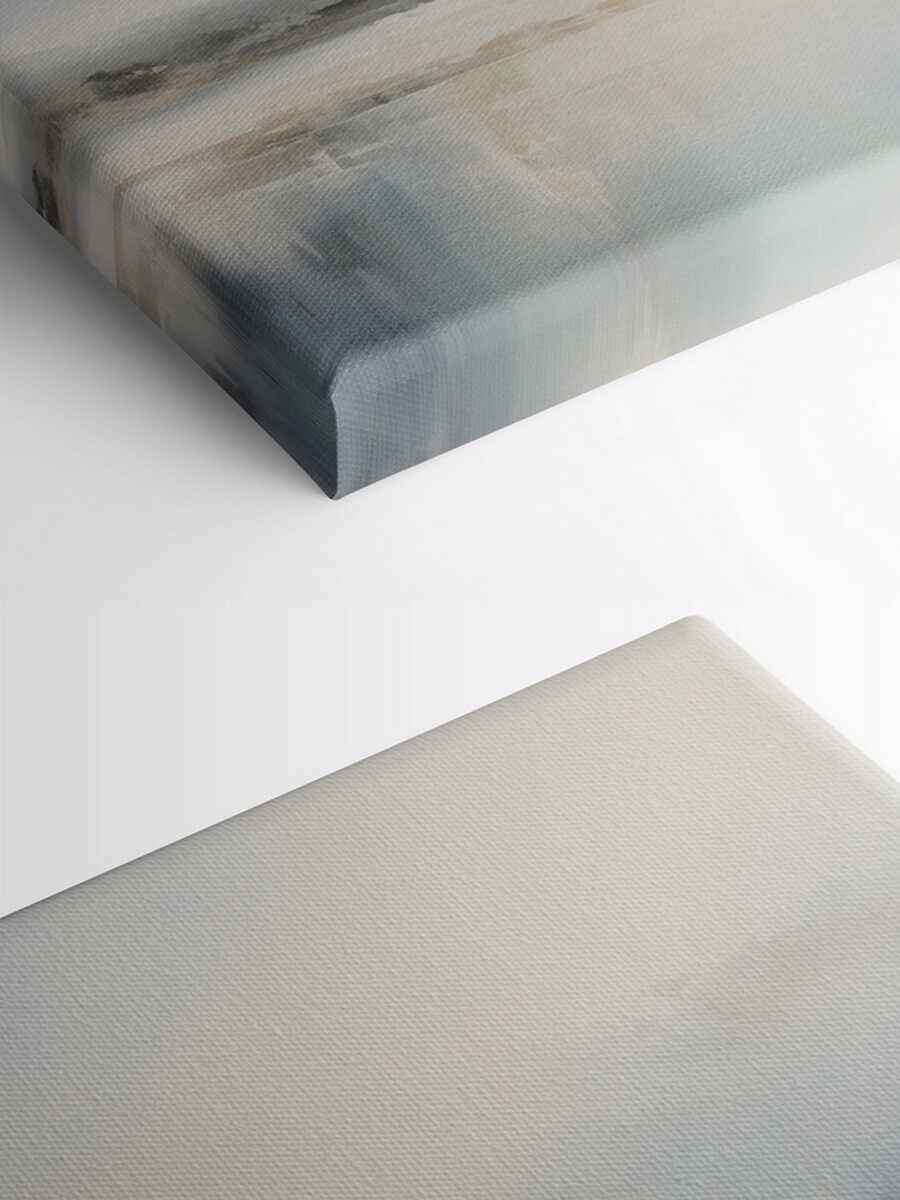 Peinture d'un paysage avec un plan d'eau et du brouillard